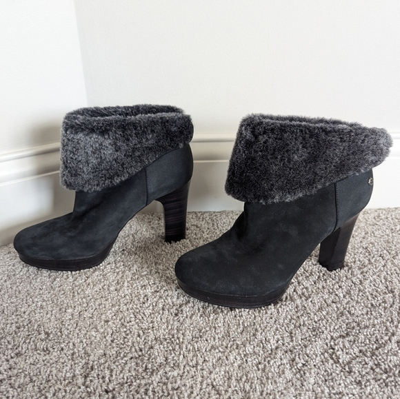 UGG Dandylion Suede Heeled Boots sz 8 - Charcoal Grey - Picture 3 of 7